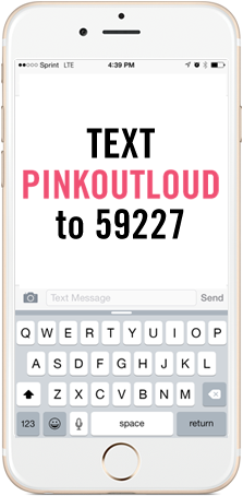 image of text pinkoutloud to 59227 on iphone